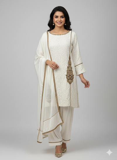 Elegant Off White Suit set