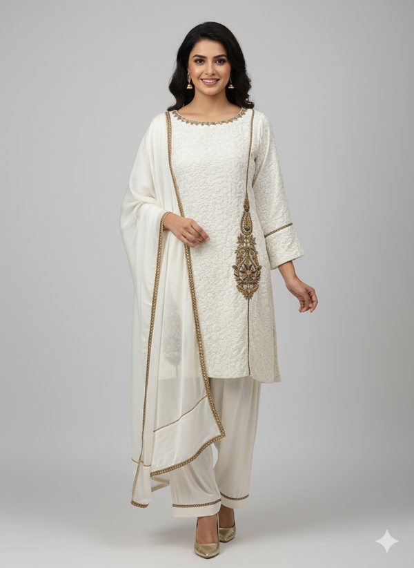 Elegant Off White Suit set