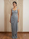 SILVER-BLUE DRAPE DRESS