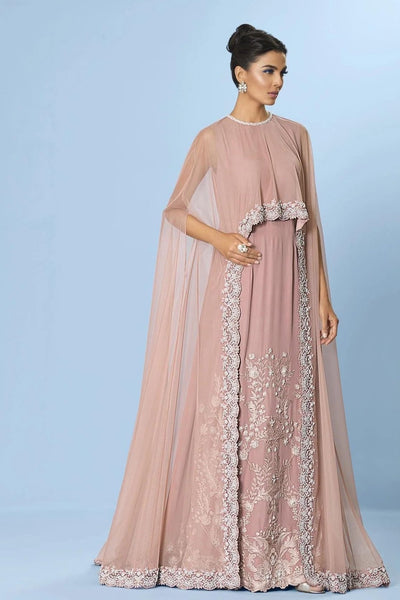 Floral Print Cape Maxi Dress